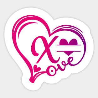 letter x monogram in the shape of love Sticker